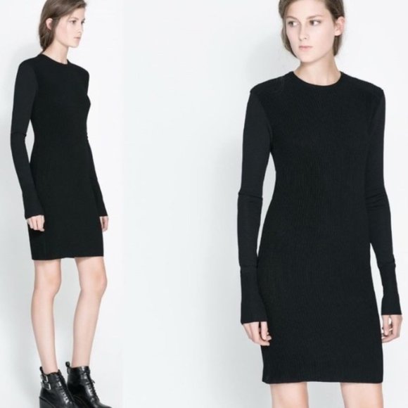 zara black sweater dress